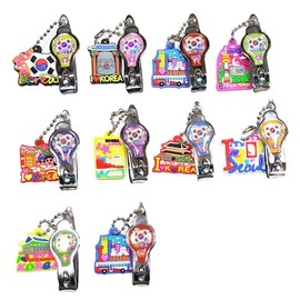 Korean traditional famous tourist attraction color Taegeuk mini nail clippers small 10-piece set, 1 set, mixed colors / 한국 전통 유명 관광지 컬러 태극 미니 손톱 깎이 소 10종 세트, 1세트, 혼합색상