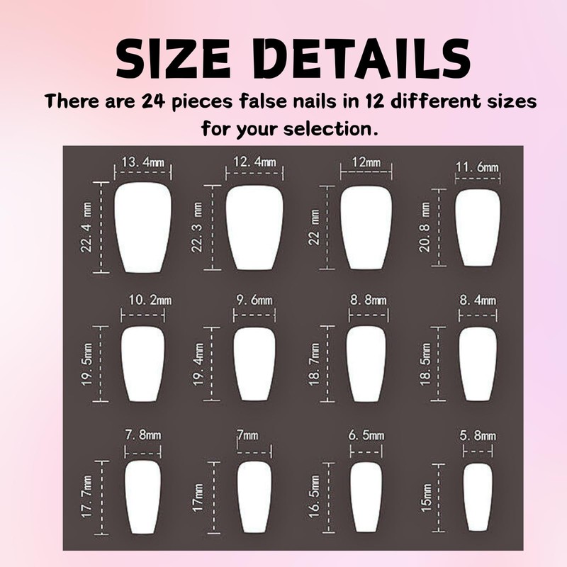 24pcs Gradient Pink Nails - Medium Length False Nails with