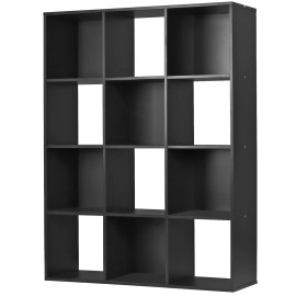 Segawe 12-Cube Storage Organizer Bookcase Home Office Display Bookshelf Shelves Black