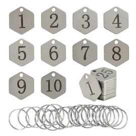 StayMax Hexagon Shape Stainless Steel Number Tags Key Tags ID Tags (26-50)