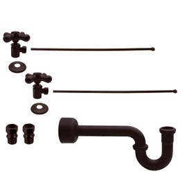 Westbrass A1838L-12 Freestanding Pedestal Sink Faucet Supply Line Risers with P-Trap, Flanges and Cross Handles, 1-Pack, Oil Rubbed Bronze