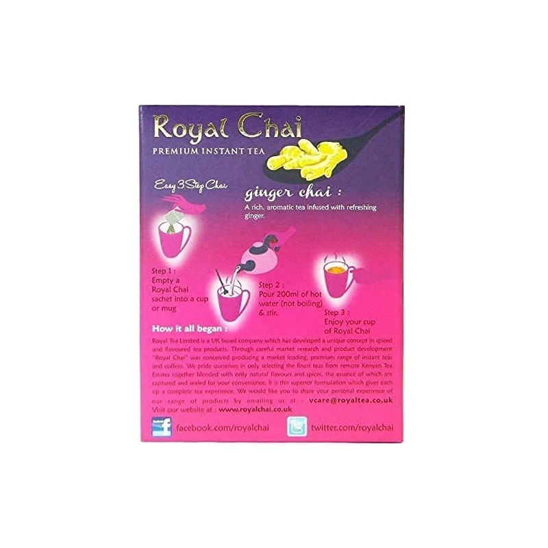 Royal Tea Ginger Chai Unsweetened Tub 400g (Pack of 2)