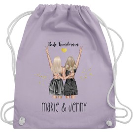 Geschenk mit Namen personalisiert by Shirtracer - Gym Bag Backpack - Party Girlfriends Gift Idea Best Friend Gift Idea Best Friends I Sisters I Girls Friendship I Birthday I, 02 Pastel Purple