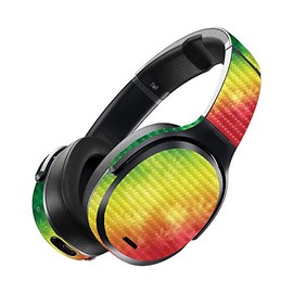 MightySkins Carbon Fiber Skin for Skullcandy Crusher ANC - Rasta Rainbow | Protective, Durable Textured Carbon Fiber Finish | Easy to Apply, Remove, and Change Styles | Made in The USA