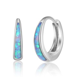 Silver Earrings for Women Trendy small gold hoop earrings Opal Earrings 14k Gold Plated Huggie Hoop earrings Silver Earrings Silver Chunky Gold Jewelry Opal Jewelry Women