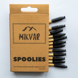 MIKVAR SPOOLIES 25PCS Eco Friendly Bamboo Mascara Spoolie Wand Brushes for Eyebrow or Eyelash, Cosmetic Makeup Applicator Cleaning Tools