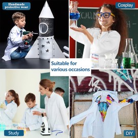 Joyasslly Doctor Cosplay, Scientist Cosplay, Children, Researcher, White Coat, Doctor, Costume, Kids, Lab Coat, Lab Coat, Protective Glasses, Dropper, Name Tag with ID Card, Halloween, Play, Events