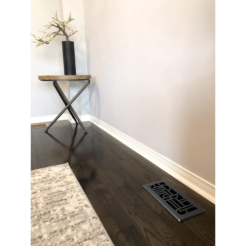 Decor Grates ADH410-GM Art Deco Floor Register, 4x10, Gun Metal