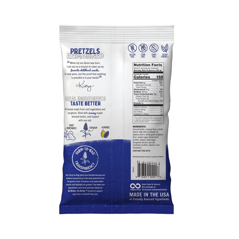 Quinn Maple Almond Butter Filled Pretzel Nuggets, 5oz Bag