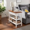 Narrow End Table with Charging Station, Side Table with 2