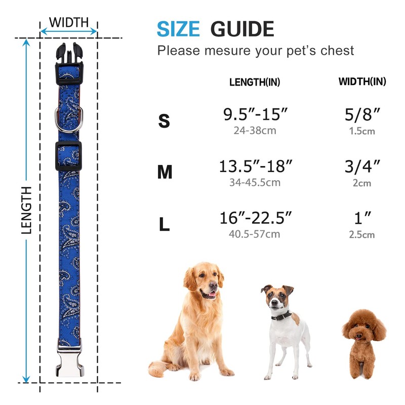 Rhea Rose Bowtie Dog Collars Blue Paisley Pattern Small