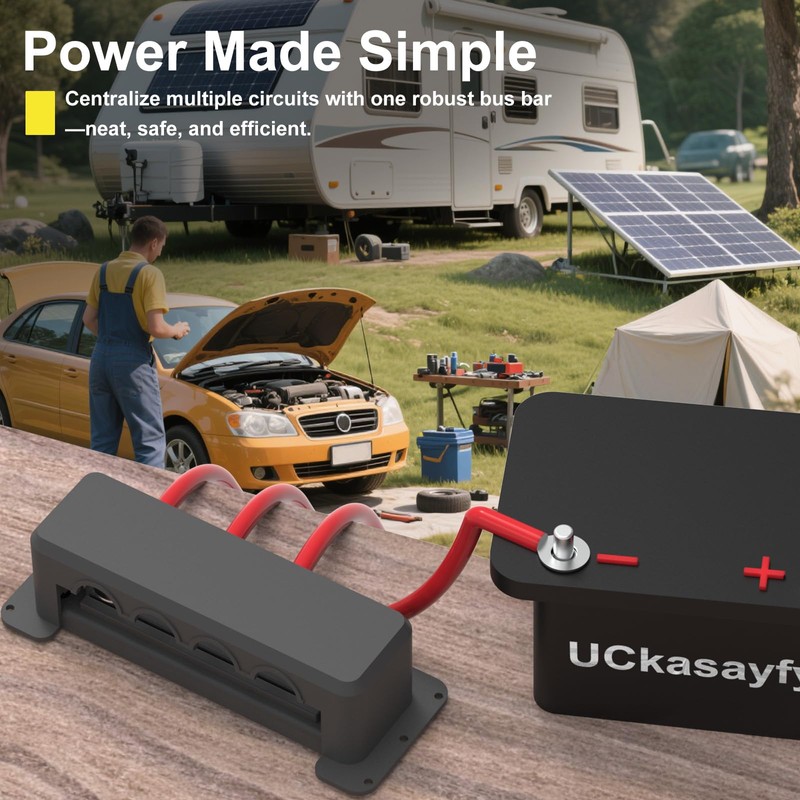 600A Bus Bar 12V Power Distribution Block with 3/8" (M10)