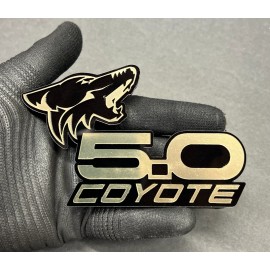 usa Standard COYOTE 5.0 Emblem Badges GOLD On BLACK EDITION Fender Angry Aggressive Racing