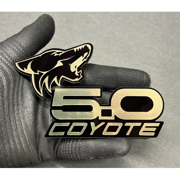 usa Standard COYOTE 5.0 Emblem Badges GOLD On BLACK EDITION
