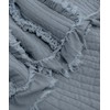 Ultra Soft Pre-Washed Quilted Throw Blanket, Ruffle Fringed Dark Blue