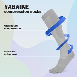 YABAIKE Toe Socks Compression Socks for Women & Men 20-30 mmHg Knee High Socks Graduated Support for Running,Nurses,Flight