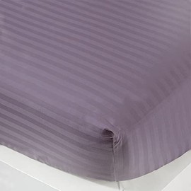 Lasin Bedding Luxury Super Soft 100% Cotton, Stripe, Fitted Sheet, King 76" x 80", 12" Drop, Purple