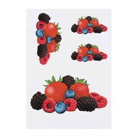 4 x 'Mixed Summer Berries' Temporary Tattoos - Water Resistant, Skin-Safe, Non-Toxic Transfers, Mixed Sizes (TO00084404)