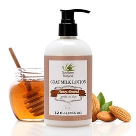 Southern Natural- Loción de leche de cabra (12 oz) Hidratante facial y corporal para piel seca - Crema hidratante para el cuidado de la piel y las man