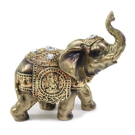Feng Shui 5 Bronze Elephant Trunk Statue Wealth Lucky Figurine Gift Home Decor