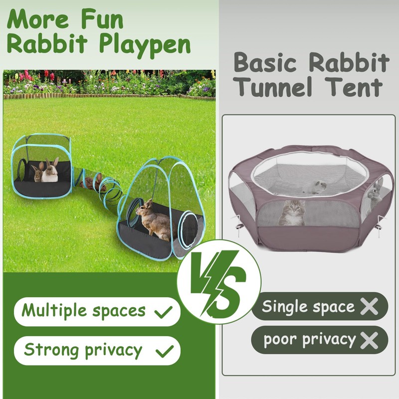 YUEPET Outdoor Visual Rabbit Tunnel Toys Pop up Bunny Enclosure