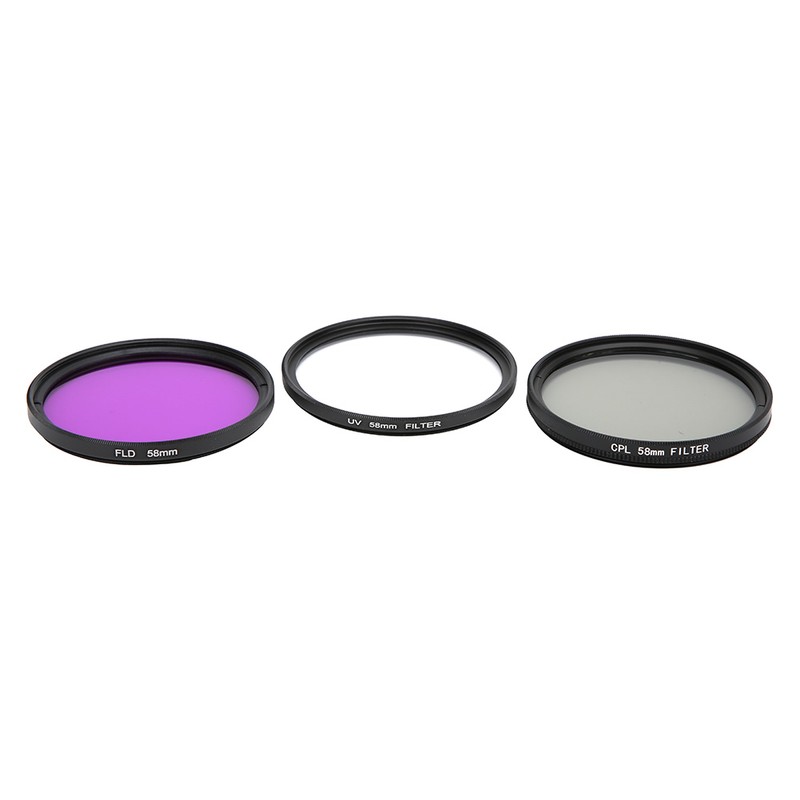 58mm Optical Glass Lens Filter Kit UV CPL FLD with