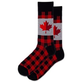 HOTSOX Men's Maple Leaf Crew Socks 1 Pair Pack, Black, Men's Shoe Size: 6-12, Black, 6-12