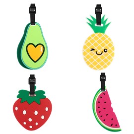 TamBee Luggage Tags for Suitcases Luggage Tags Labels Travel Suitcase Tags Secure Luggage Baggage Tags Labels with Name ID Card(Fruit Set, 4 Pack)