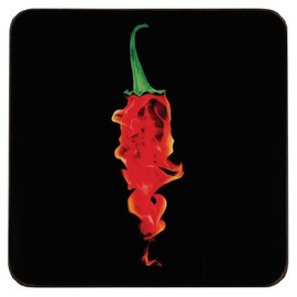 Premier Housewares Flaming Chilli Cork Coasters, 10 x 10 cm - Set of 4