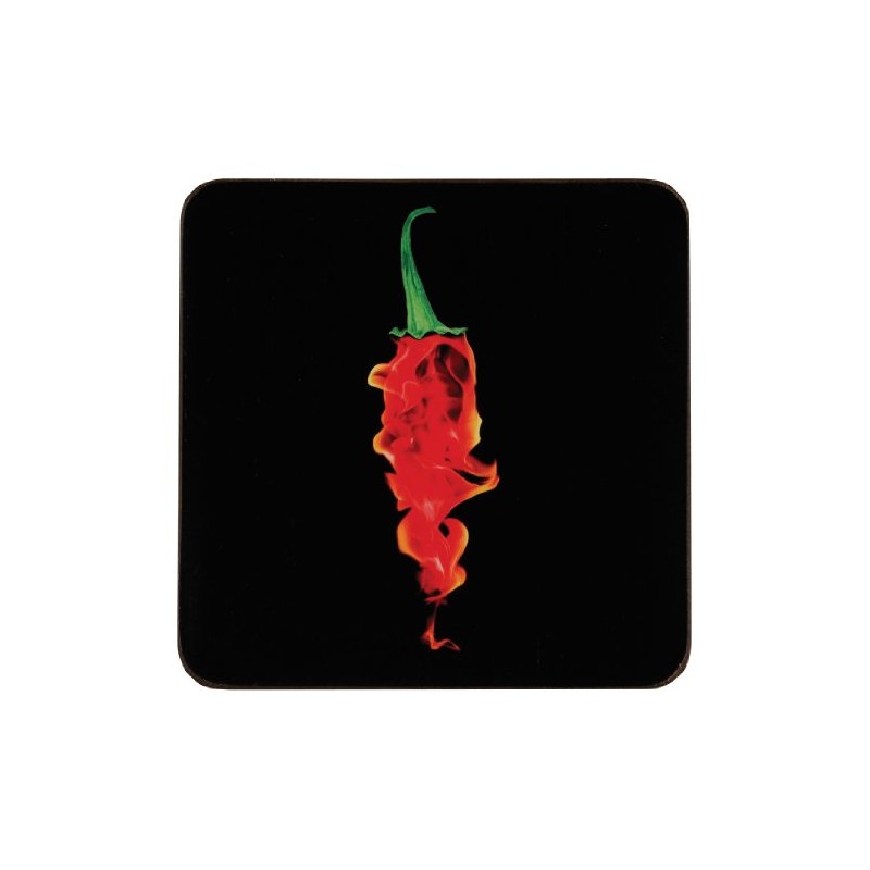 Premier Housewares Flaming Chilli Cork Coasters, 10 x 10 cm