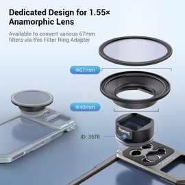SMALLRIG 67 mm Cellphone Filter Adapter (Compatible with SmallRig 1.55XT Anamorphic Lens) - 3841