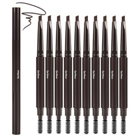 FangTangDI Ultimate Eye Brow Pencils Set for Women, 10Pcs Retractable Double-ended Eyebrow Pen with Brow Brush, Shaping & Filling, Contours, Definers, Fine Tip (05-10Pcs-Dark Brown)