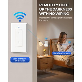Remote Control Outlet Wireless Light Switch, Expandable and Removable Remote Outlet Switch Kit for Lamps, Fan, Home Appliance, 100ft RF Range, No Wiring, FCC Listed (2 Controllers + 1 Outlet)