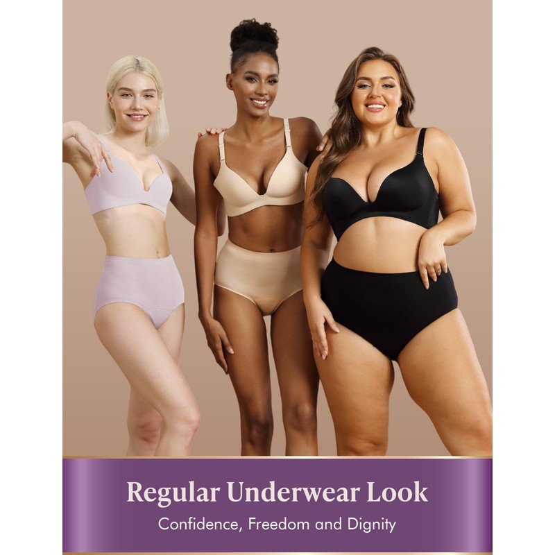 AIRCUTE Washable Urinary Incontinence Underwear for Women Absorbent Seamless High
