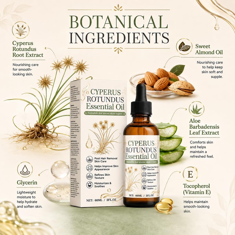 Cyperus Rotundus Oil, Post Hair Removal Care Oil with Aloe