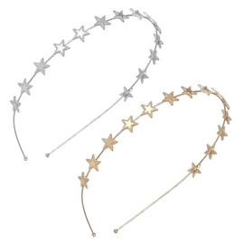 KGDUYC Pack of 2 Star Hair Clips, Star Headbands, Wedding Headpiece for Bride, Star Headband for Women and Girls, Metal Headband for Princess, Bridal Headpiece, Gold, Silver
