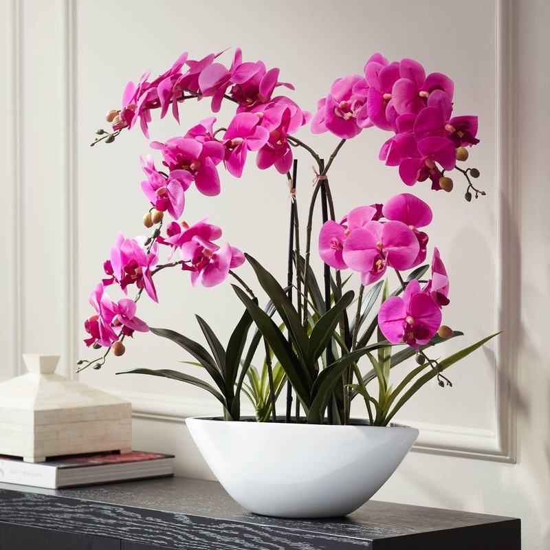 Dahlia Studios Potted Silk Faux Artificial Flowers Arrangement Realistic Pink
