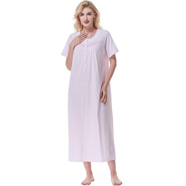 Keyocean Womens Cotton Short Sleeve Nightgown – Soft, Breathable &