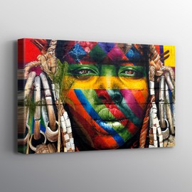 Eduardo Kobra African Graffiti Wall Canvas Art Home Decor - Various Sizes (12in x 8in Gallery Wrapped)
