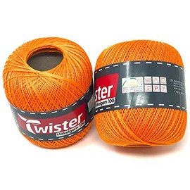 Twister Crochet Yarn Orange Hand Knitting Yarn Cotton Yarn 2 x 100 g