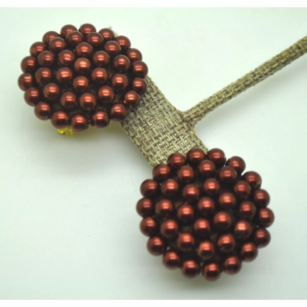 Unbranded Boho dome round shape brown Faux Pearl Bead Button