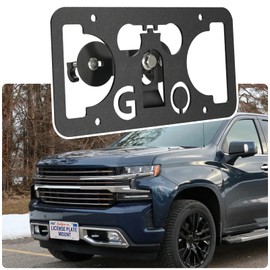 No Drill License Plate Holder Compatible with Chevy Silverado 2014-2024 Front Grille License Plate Mount Bumper Bracket Holder Car Tag Frame Adapter Accessories