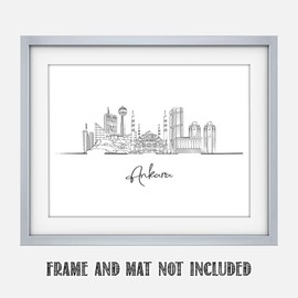 Ankara City (Ancyra Angora), Anatolia Turkey, Line Art Skyline Landscape - European Travel Adventures Cityscape Wall Art Decor- Unframed 11 x 14 Black & White Print - Anniversary Travel Gift Ideas