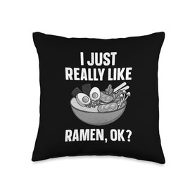 Ramen Gift Ramen Noodle Soup Accessories & Stuff Funny Art for Men Women Noodle Ramen Lovers Throw Pillow, 16x16, Multicolor