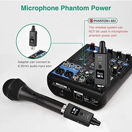 Transmisor y Receptor de Micrófono Inalámbrico para Micrófono Dinámico Mezclador de Audio Micrófono Inalámbrico, Inalámbrico de Micrófono Adaptador de