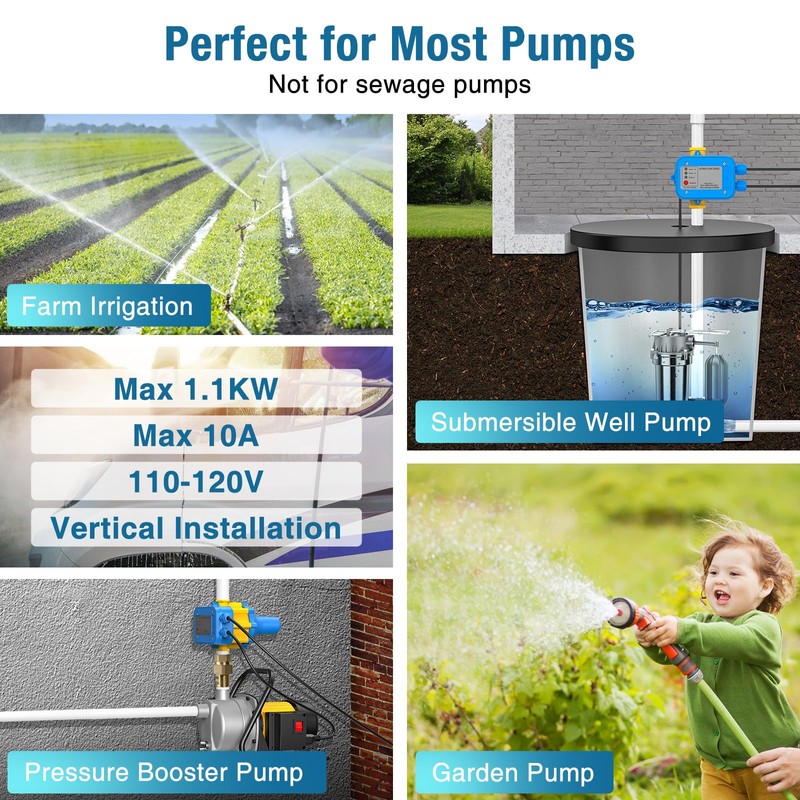Smart Pressure Switch for Well Pump, Automatic Water Pumps Switch,