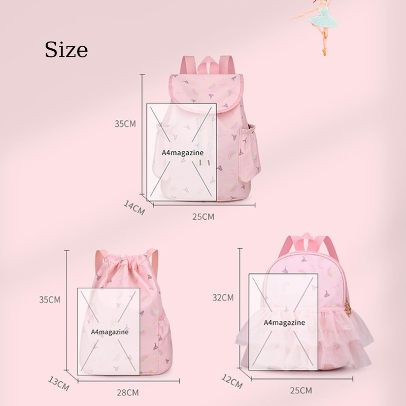 Yitengteng Ballet Backpack Rainbow Prints,Ittle Girls Ballerina Bag,Adorable Pink Kids