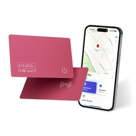 eirix Wallet Tracker Card Red, Rechargeable Thin Finder, Works with Apple Find My (iOS Only), Item Locator for Luggage Tags, Passports, Phone