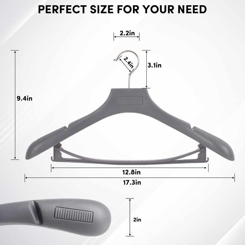 DEDU Suit Hangers for Men 20 Pack, Grey Coat Hangers