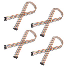 MECCANIXITY 4 Pcs IDC Rainbow Wire Flat Ribbon Cable FC-Female to 20P 11.8 Inch Length 2.54mm Pitch Breadboard Jumper Wires for Electronic Projects